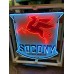 Original Mobil Socony Porcelain Sign with Neon 72 IN W x 72 IN H